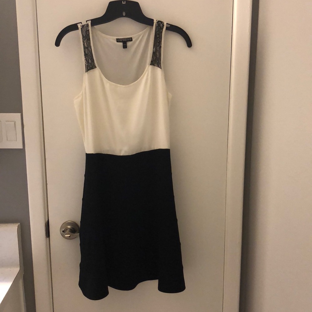 Express. Black and white party dress